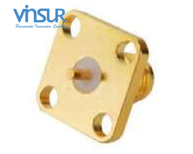 11521470 -- RF CONNECTOR - 50OHMS, SMA FEMALE, STRAIGHT, 4 HOLE FLANGE, ROUND POST